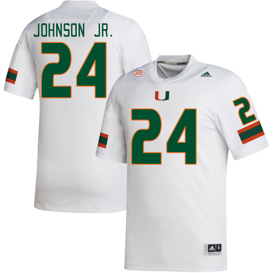 #24 Chris Johnson Jr. Miami Hurricanes Jerseys Football Stitched-White